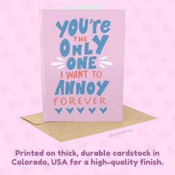 Sleazy Greetings Funny Valentine's Day Card for Him or Her - Annoy You Forever - Cute Anniversary Cards for Husband, Boyfriend, Wife, or Girlfriend - Funny Birthday Card for Men or Women