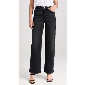 FRAME Women's Le Slim Palazzo Jeans, Hutchinson, Black, 24