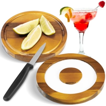 Geiserailie Margarita Salt Rimmer Set with Lid, Wooden Glass Rimmer for Cocktails