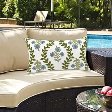 Alysheer Floral Embroidered Pillow Cover - Farmhouse Decor