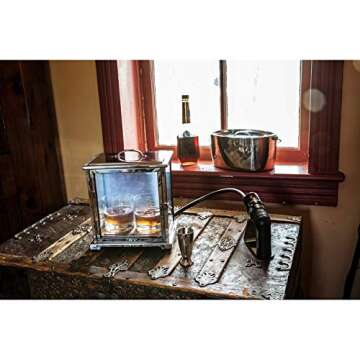 Crafthouse by Fortessa Professional Barware by Charles Joly Stainless Steel and Glass Smoking Box with Handheld Smoker for Cocktail/Beverage/Cheese/Food, Clear/Black