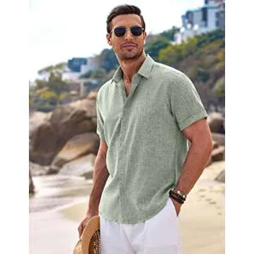 COOFANDY Men's Beach Shirt Slim Fit for Summer