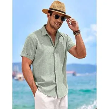 COOFANDY Men's Beach Shirt Slim Fit for Summer