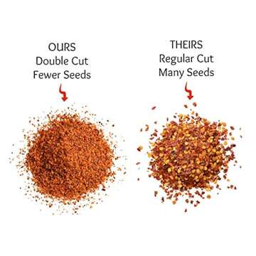 Double Cut Crushed Red Pepper - 12 oz. - Virtually No Seeds - Red Pepper Flakes - Medium Hot Spice -...