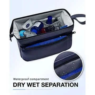 BAGSMART Toiletry Bag for Men, Wide Opening Dopp Kit Water Resistant Shaving Hygiene Organizer for B...