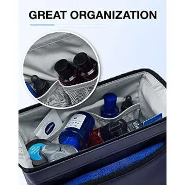 BAGSMART Toiletry Bag for Men, Wide Opening Dopp Kit Water Resistant Shaving Hygiene Organizer for Bathroom, Travel Essentials, Navy
