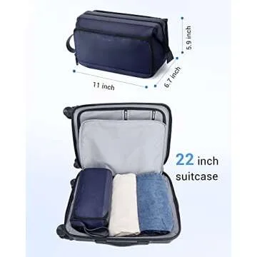 BAGSMART Toiletry Bag for Men, Wide Opening Dopp Kit Water Resistant Shaving Hygiene Organizer for Bathroom, Travel Essentials, Navy