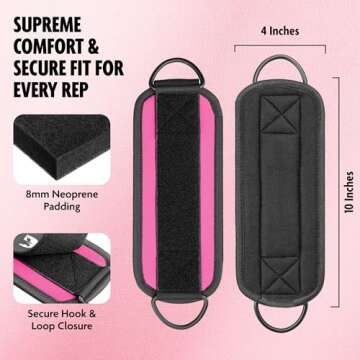 DMoose Fitness Ankle Straps for Cable Machines - One Size Fit with Premium Padding, Glute Kickback Ankle Strap for Women & Men, Cable Attachments for Gym, Leg Extension & Hip Abductors (Pink - Single)