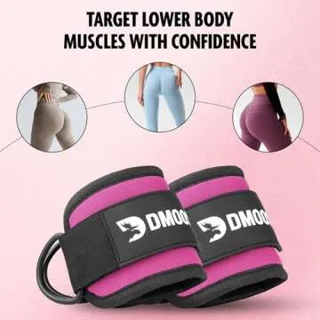 DMoose Fitness Ankle Straps for Cable Machines - One Size Fit with Premium Padding, Glute Kickback Ankle Strap for Women & Men, Cable Attachments for Gym, Leg Extension & Hip Abductors (Pink - Single)