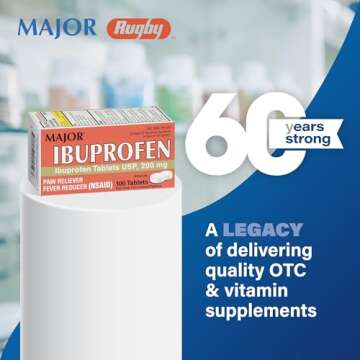 Major Dye-Free Ibuprofen Tablets 200 mg - Helps Temporarily Reduce Fevers - Offers Pain Relief - 100...