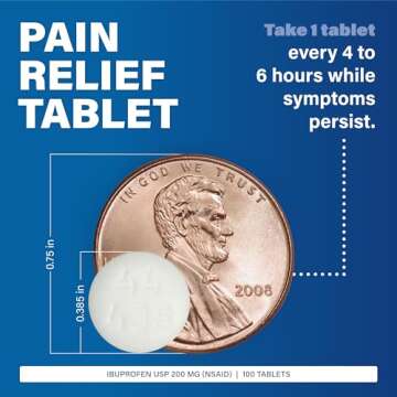 Major Dye-Free Ibuprofen Tablets 200 mg - Helps Temporarily Reduce Fevers - Offers Pain Relief - 100 Tablets