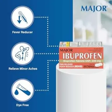 Major Dye-Free Ibuprofen Tablets 200 mg - Helps Temporarily Reduce Fevers - Offers Pain Relief - 100 Tablets