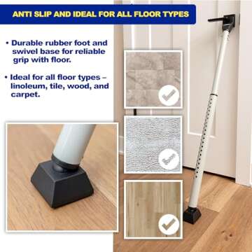 BRINKS- Portable Door Security Bar, Silver- Adjustable Security Door Jammer- Fits Standard Sliding Doors, Hinged Doors, And Windows- For Travel, Home, Dorm