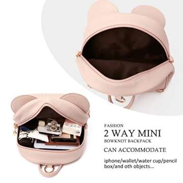 KL928 Girls Mini Backpack Bowknot Polka Dot Cute Daypacks Convertible Shoulder Bag Purse for Women (L.Pink)