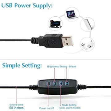 Ring light,MSLAN Cell Phone Holder for Live Stream, Dimmable [3-Light Mode][9-Level Brightness] Clamp on Gooseneck Mount with Selfie Ring Light for Youtube, Facebook, iphone 7,6/plus,Samsung,HUAWEI