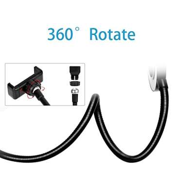 Ring light,MSLAN Cell Phone Holder for Live Stream, Dimmable [3-Light Mode][9-Level Brightness] Clamp on Gooseneck Mount with Selfie Ring Light for Youtube, Facebook, iphone 7,6/plus,Samsung,HUAWEI