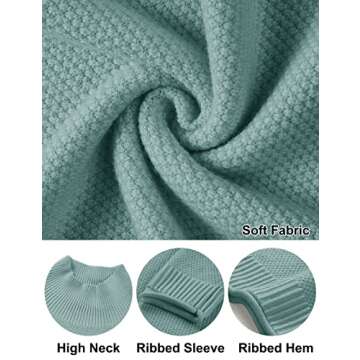 MEROKEETY Women's Long Sleeve Turtleneck Cozy Knit Sweater Casual Loose Pullover Jumper Tops, Sage, Small