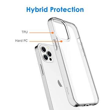 JETech iPhone 12 Pro Max Case - Clear, Shockproof Design