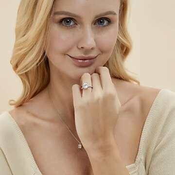 EAMTI 3CT 925 Sterling Silver Engagement Rings Oval Cut Cubic Zirconia CZ Wedding Promise Rings for Her Stunning Wedding Bands for Women Size 8