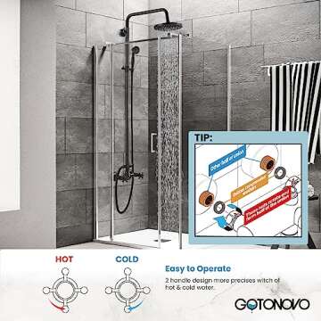 Luxurious gotonovo Shower Faucet Set with Rainfall Head