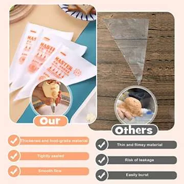 SelfTek Disposable Icing Piping Bags for Easy Decorating
