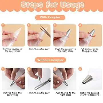 SelfTek Disposable Icing Piping Bags for Easy Decorating