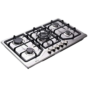 Deli-kit 34 inch Gas Cooktop Dual Fuel Sealed 5 Burners Stainless Steel Drop-In Gas Hob DK258-A05 Ga...