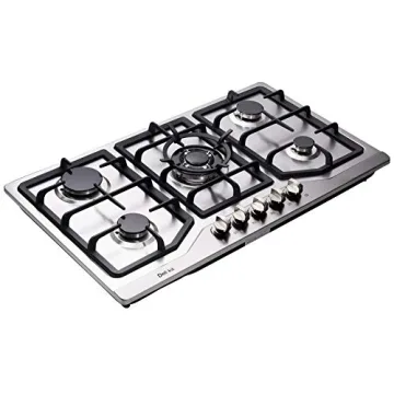 Deli-kit 34 inch Gas Cooktop Dual Fuel Sealed 5 Burners Stainless Steel Drop-In Gas Hob DK258-A05 Ga...