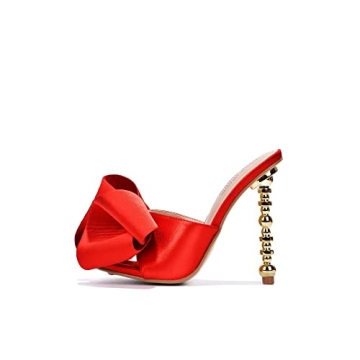 Cape Robbin Salsa Red Heels with Stylish Bow for Women