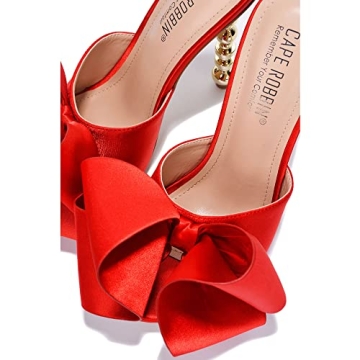 Cape Robbin Salsa Red Heels with Stylish Bow for Women