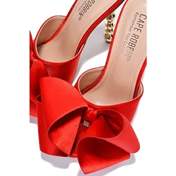 Cape Robbin Salsa Red Heels with Stylish Bow for Women