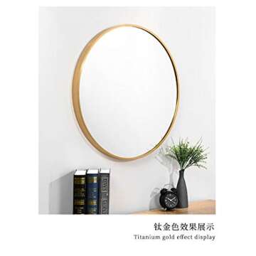 TIANGU Gold Round Mirror Wall Mounted,31.5in Large Circle Mirrors for Wall,Bathroom Metal Frame Wall Mirror,Big Modern Vanity Mirror for Living Room Bedroom