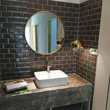 TIANGU Gold Round Mirror Wall Mounted,31.5in Large Circle Mirrors for Wall,Bathroom Metal Frame Wall Mirror,Big Modern Vanity Mirror for Living Room Bedroom