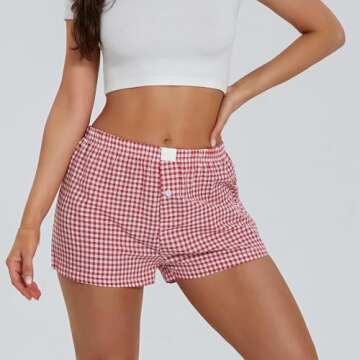 NUFIWI Women Y2k Pajama Shorts Cute Gingham Lounge