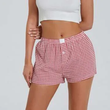 NUFIWI Women Y2k Pajama Shorts Cute Gingham Lounge