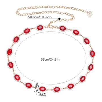 phnydreg Red Chain Belt Red Western Belt for Women Metal Cowgirl Waist Chain Belt for Dresses Jeans