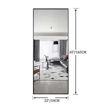 NeuType Floor Full Length Mirror Standing Full Body Dressing Mirrors with Stand Hanging Wall Mounted Large Rectangle Metal Frame Leaning Bedroom Living Room Décor 65 x 22 in (Black)