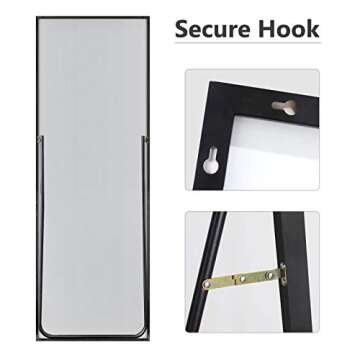 NeuType Floor Full Length Mirror Standing Full Body Dressing Mirrors with Stand Hanging Wall Mounted Large Rectangle Metal Frame Leaning Bedroom Living Room Décor 65 x 22 in (Black)