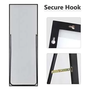 NeuType Floor Full Length Mirror Standing Full Body Dressing Mirrors with Stand Hanging Wall Mounted Large Rectangle Metal Frame Leaning Bedroom Living Room Décor 65 x 22 in (Black)