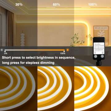 CCILAND 33Ft LED Neon Rope Lights, 1200 LED Neon Lights Dimmable with Timer Outdoor Waterproof, Silicone Flexible DIY LED Strip Lights for Gaming Bedroom Outdoor Decor (Warm White)