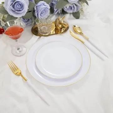144Pcs Gold Plastic Silverware Set for Elegant Dining