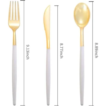 144Pcs Gold Plastic Silverware Set for Elegant Dining