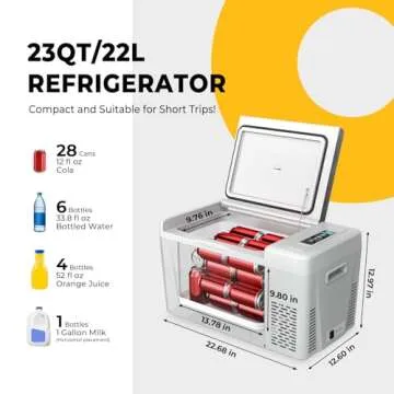 BougeRV 12 Volt Refrigerator 12V Car Fridge 23 Quart Portable Freezer Compressor Cooler 12/24V DC 110~240 Volt AC for Truck Van RV Camper SUV Travel Camping Road Trips Tailgating -7℉~50℉