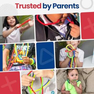 Durable Sensory Chew Necklace for Kids - BPA Free, Food-Grade Silicone Chewing Necklace for Autism and ADHD - Oral Motor Teething Toys, Fidget Necklace for Boys and Girls, Sensory Chewy Dewey (4 Pack)