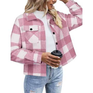 Zeagoo Cropped Vintage Flannel Jacket for Women - Stylish Winter Wear