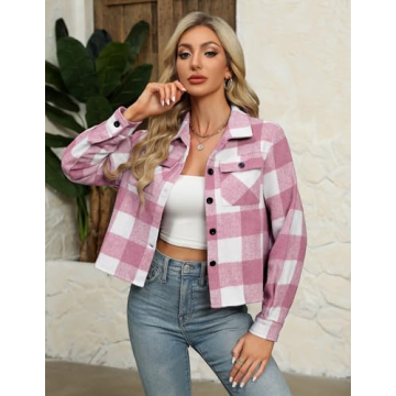 Zeagoo Cropped Flannel Jacket for Women Stylish & Trendy