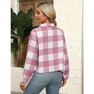Zeagoo Cropped Flannel Jacket for Women Stylish & Trendy