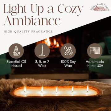 Red Barn Candle Company Wood Dough Bowl Candles | 100% Natural Soy Wax & Essential Oil Infused | Odo...