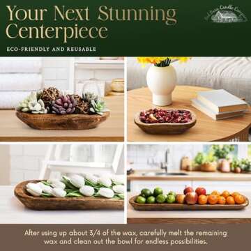 Red Barn Candle Company Wood Dough Bowl Candles | 100% Natural Soy Wax & Essential Oil Infused | Odor Eliminating + Pet Safe | Scented Candle Gifts for Men & Women (Teakwood, 3-Wick)