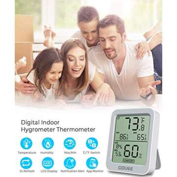 Govee Bluetooth Digital Hygrometer Indoor Thermometer, Room Humidity and Temperature Sensor Gauge wi...
